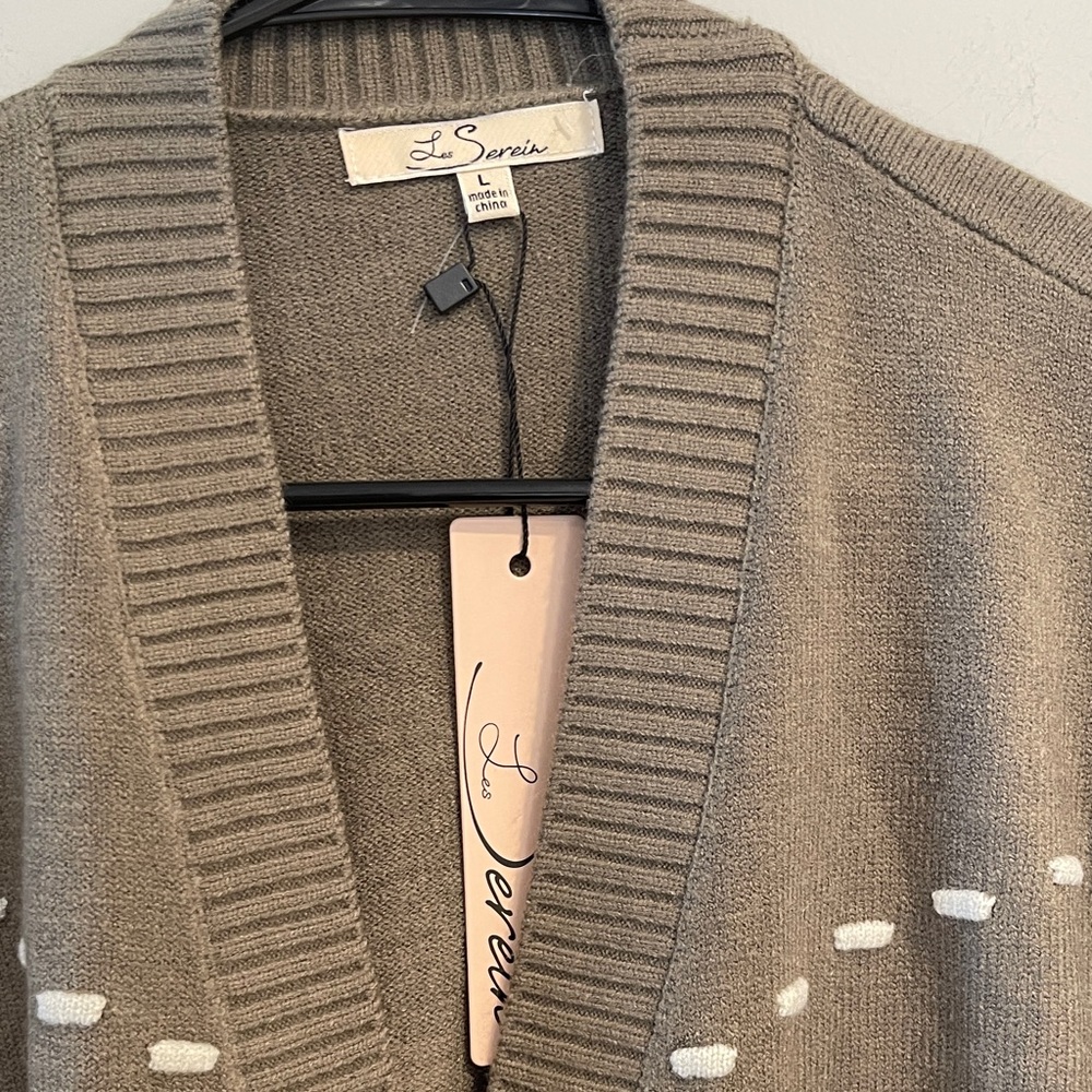 NWT Les Serein (Stitch Fix) Olive Cardigan Sweater Size Large - Picture 2 of 7